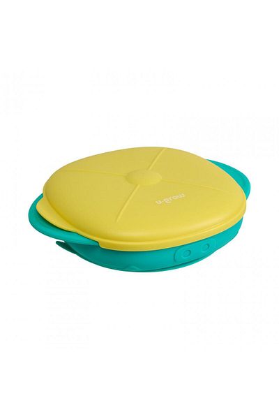 U-Grow Farfurie din silicon cu capac, galbenă,
