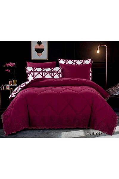 HOURS Horse comforter set, made of durable and soft fabric, with a modern and distinctive pattern that satisfies all tastes, single size, 4 pieces, lace, Pearl-05