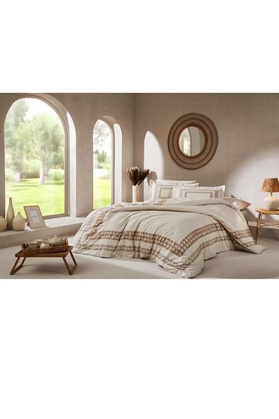Özdilek Double Duvet Cover - White - Geometric pattern