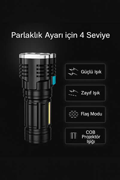 Byl Dayanıklı Uzun Menzil Sarjlı El Feneri Acil Durum Feneri