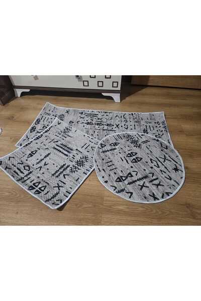 AKSU Di̇narsu Lux Embos Bath Rug Washable Modern Bath Mat 100X50 50X50 50X50 Round