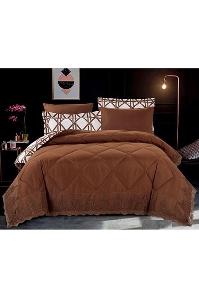 HOURS Horse Comforter Set, Soft and Durable Fabric, Modern and Distinctive Pattern, Single Size, 4 Pieces, Lace, Pearl-06