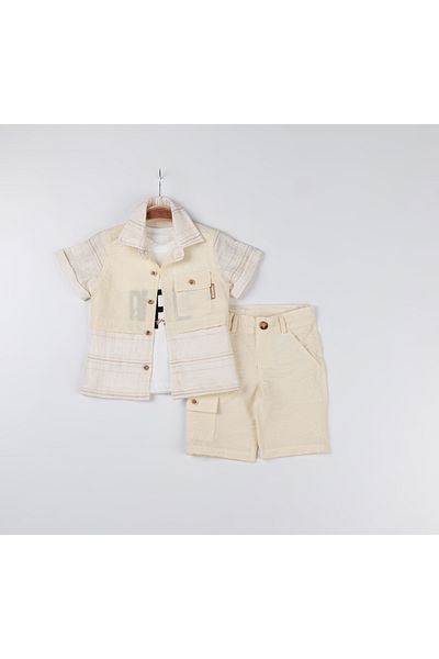 Pasur Bebe Boy's Capri Shorts - Short Shirt Triple Set