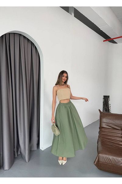 İLKCET MODA Αλεξίπτωτο Υφασμάτινη Φαρδιά Γυναικεία Φούστα