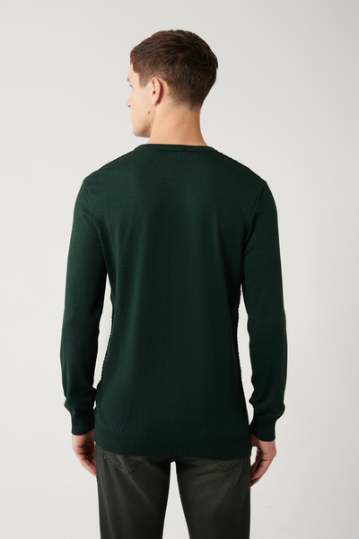 Avva Erkek Yeşil Bisiklet Yaka Pamuklu Triko Kazak E005105