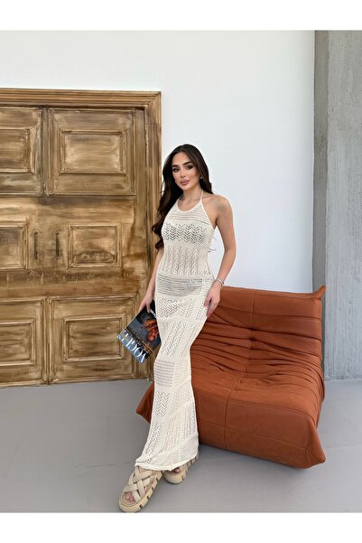 NEW STATION Γυναικείο φόρεμα παραλίας δαντελωτή πλέξη Πλεκτό Φόρεμα Pareo Max...