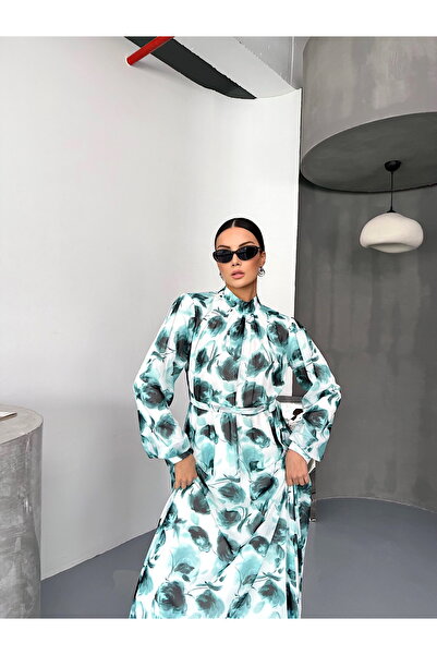 QARA PATTERNED CHIFFON DRESS