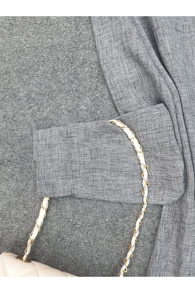 Modamorfo Full-length hidden buttoned linen tunic - smoky