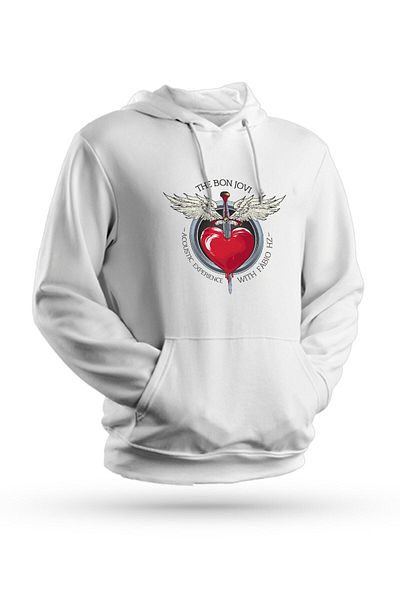 Pisa Art Φούτερ με κουκούλα Bon Jovi με στάμπα λευκό Unisex