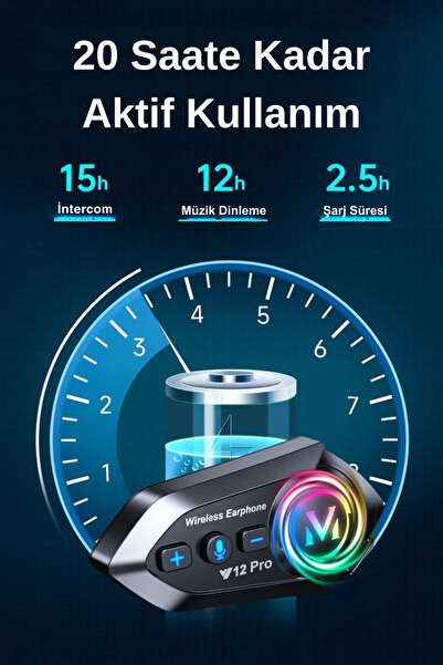 ELECTROZEN Y12 PRO Motosiklet Kask Kulaklık BT 5.4 Intercom 2 Sürücüyle Aynı Anda Konuşma 500m Ses Asistanlı