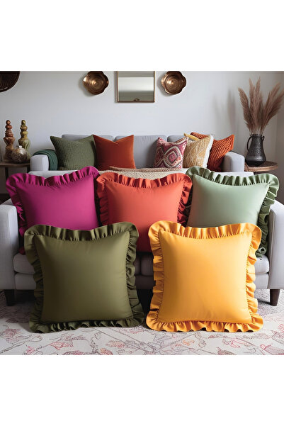 Bc Home غطاء وسادة مربع الشكل بتصميم مخملي بلون الكرز والتوت، ذو ملمس ناعم، على الطراز الاسكندنافي والبوهيمي.