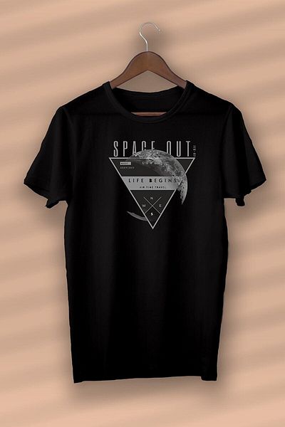 Pisa Art Space Out Printed Organic Cotton Black Unisex - Γυναικεία - Ανδρικά - T-shirt