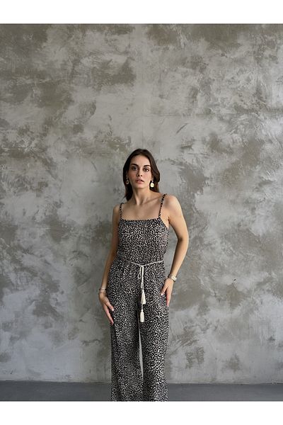 Rabi Shine Women's Patterned Strap Jumpsuit