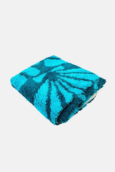 Livarno home Thermofixed Printed Polyester Bath Mat, Teal Blue
