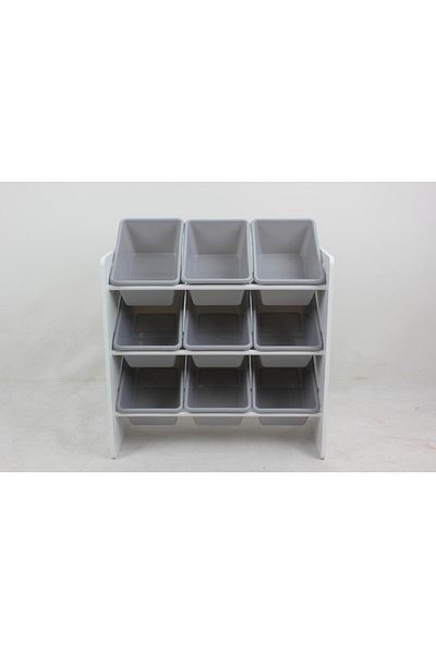 U-Grow Raft de depozitare pentru jucării pentru copii cu 9 coșuri, gri, U-Grow