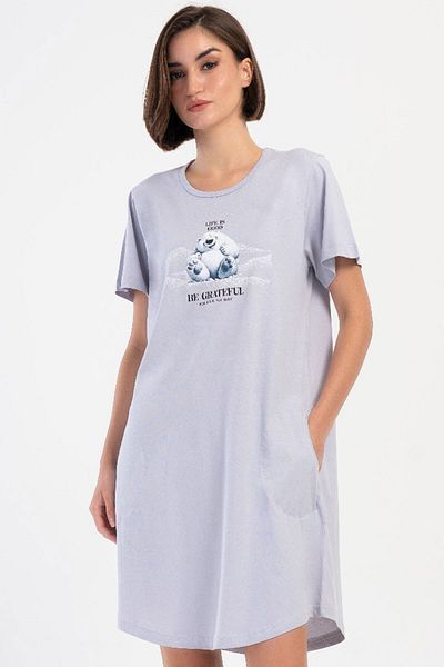 VİENETTA Cotton Women's Plus Size Short Sleeve Nightgown, 405168