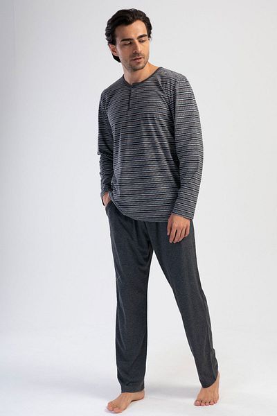 VİENETTA Men's Long Sleeve Pajama Suit, 403346