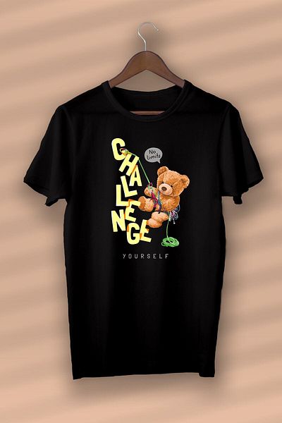 Pisa Art Teddy - Challenge Printed Organic Cotton Black Unisex - Γυναικεία - Ανδρικά - T-shirt