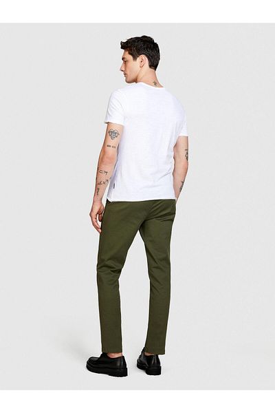 Sisley 100% Cotton Crew Neck Slim Fit T-Shirt Men's White T-Shirt - 324P3Wf0S101K