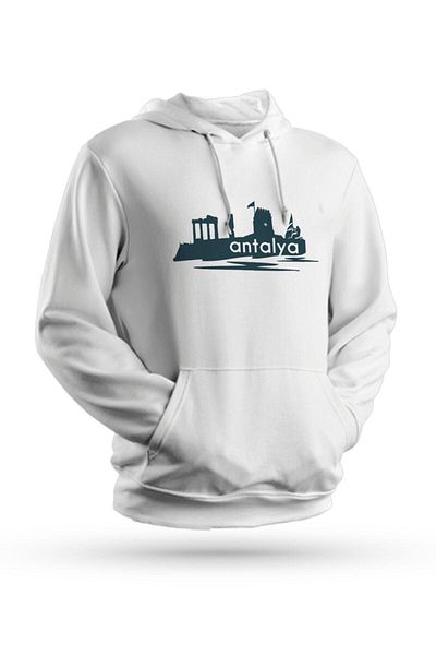 Pisa Art Φούτερ με κουκούλα Antalya με στάμπα λευκό Unisex
