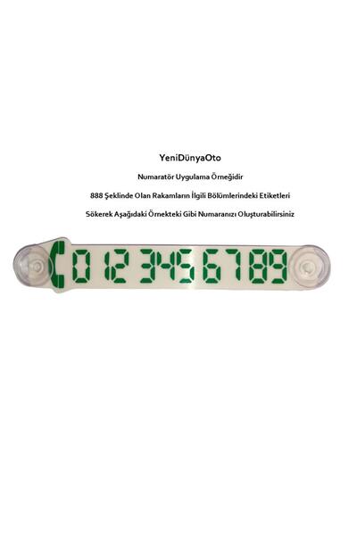 YeniDünyaOto Cama Vantuzlu Oto Araç içi Telefon Numaratör,Telefon No Gösterici Beyaz-Yeşil YDNMR026