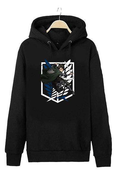 Pisa Art Φούτερ Anime Attack on Titan Levi Unisex με κουκούλα