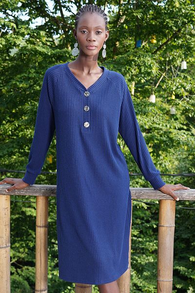 VİENETTA Women's Camisole V-Neck Long Sleeve Dress, 405051