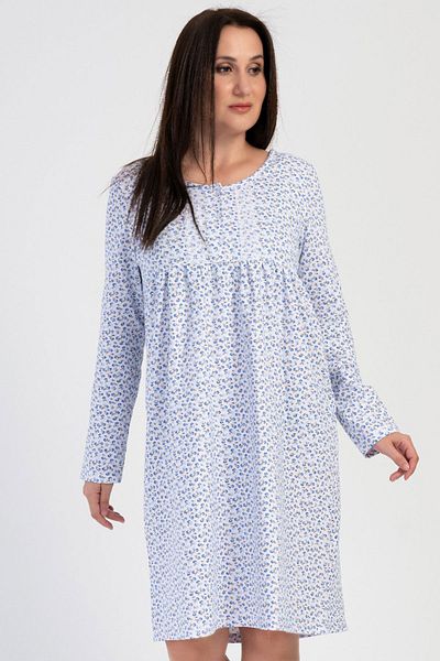 VİENETTA Cotton Women's Long Sleeve Two Thread Large Size Nightgown, 161706