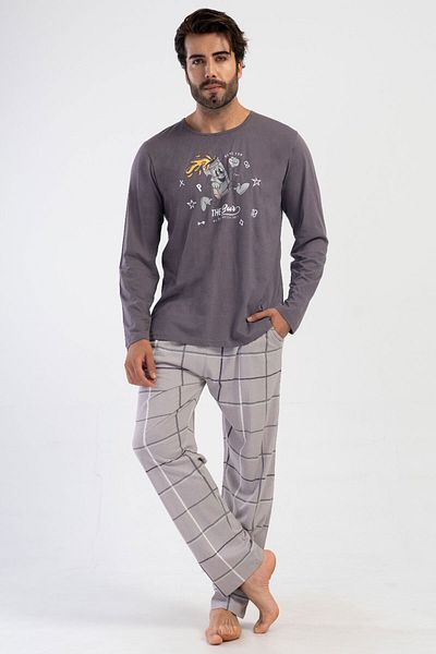 VİENETTA Cotton Men's Long Sleeve Pajama Set, 405297
