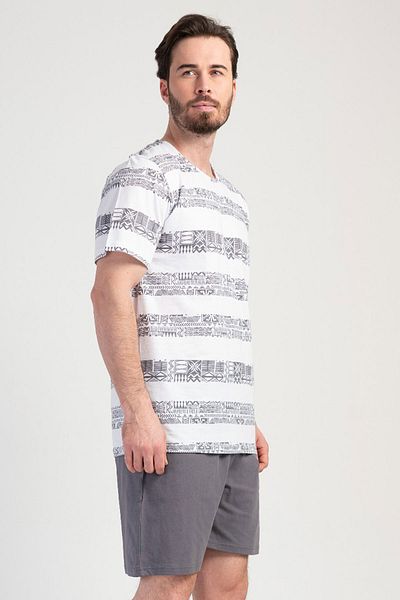 VİENETTA Cotton Men's Short Sleeve Shorts Pajama Set, 311117