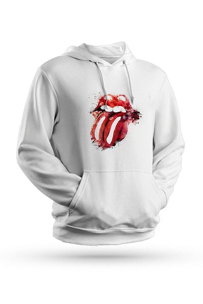 Pisa Art Φούτερ με κουκούλα The Rolling Stones με στάμπα λευκό Unisex