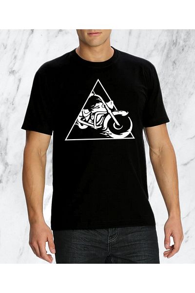 Pisa Art Κανονικό Unisex Chopper Motor Design Μαύρο Tshirt