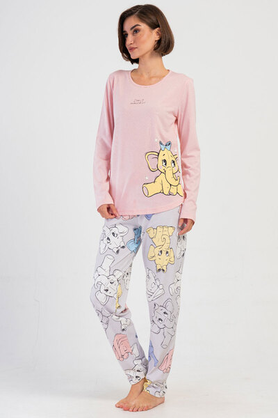 VİENETTA Pamuklu Kadın Uzun Kol Pijama Takım , 405229