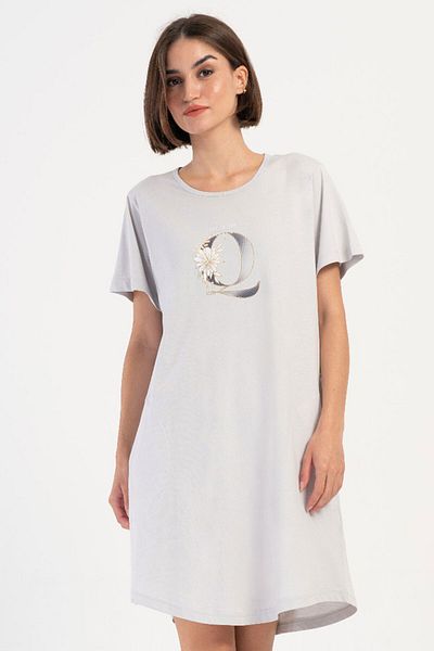 VİENETTA Cotton Women's Plus Size Short Sleeve Nightgown, 405358