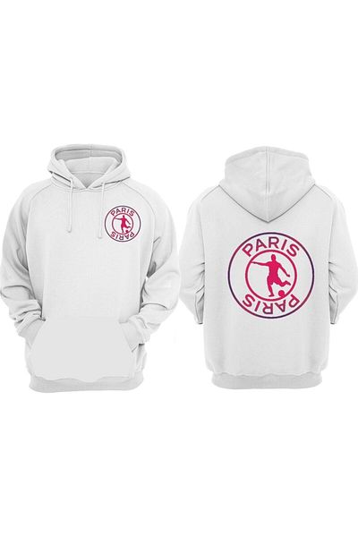 Pisa Art Φούτερ Unisex Paris Football με στάμπα με λευκή κουκούλα