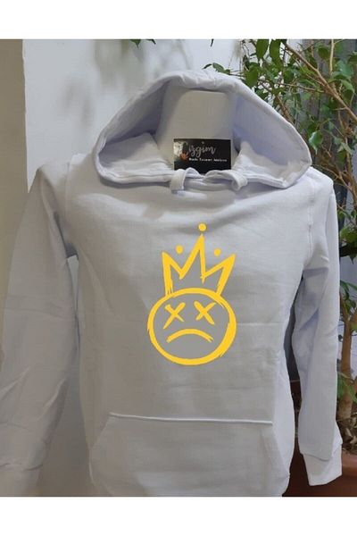 Pisa Art Φούτερ Unisex με λευκή κουκούλα Dead King με στάμπα