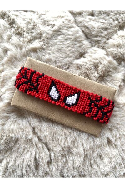 MELUSH Örümcek Adam Desenli El İşi Örgü Bileklik, Miles Bileklik