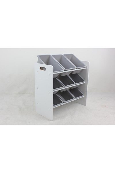 U-Grow Raft de depozitare pentru jucării pentru copii cu 9 coșuri, gri, U-Grow