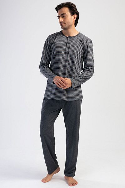 VİENETTA Men's Long Sleeve Pajama Suit, 403346