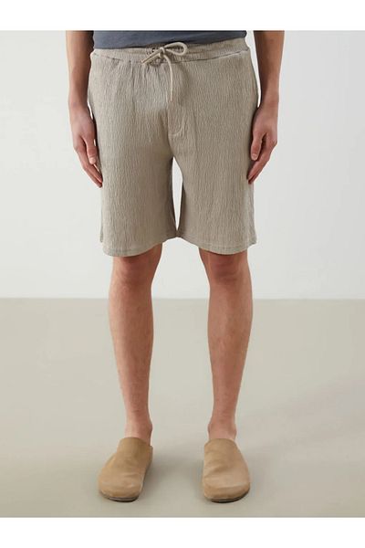 LC Waikiki Xside Beige Standard Mold Waist Tie Detailed Men's Shorts