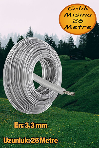 NUBLADO Çelik Telli Motorlu Tırpan Yan Yuvarlak Misinası 3.3 Mm 26 Metre Çim Ot Biçme Teli Güçlü Profesyonel