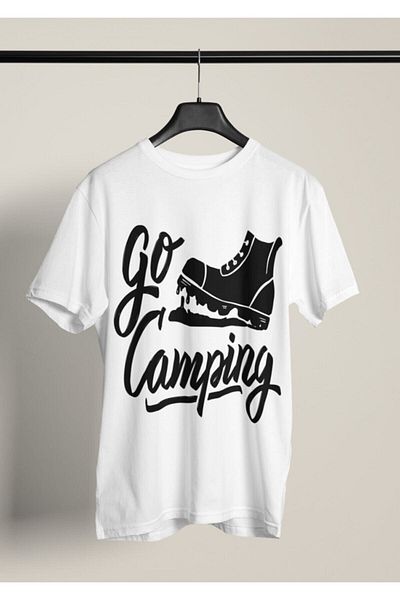 Pisa Art Ανδρικό μπλουζάκι με λαιμόκοψη Go Camping με στάμπα