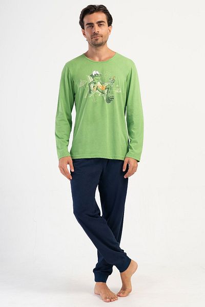 VİENETTA Cotton Men's Long Sleeve Pajama Suit, 407046