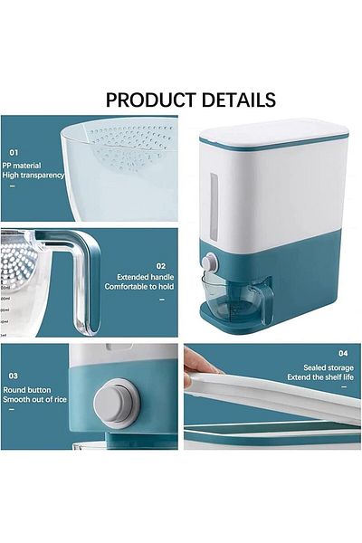 BUNCA 8L Grain Dispenser with Measuring Cup, Single Drawer, Airtight, Moisture-Resistant for Storing Rice and Grains
