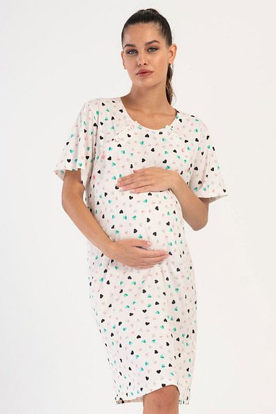 VİENETTA Cotton Women Short Sleeve Maternity Nightgown , 405072