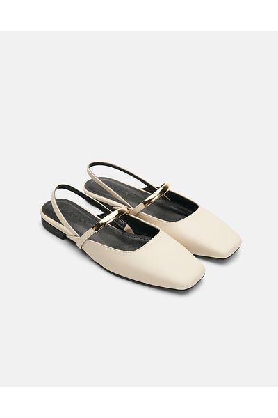 Jorbinol Arven Gold Belted Open Back Women's Ballerinas