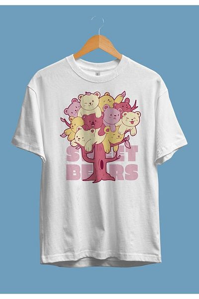 Pisa Art Μπλουζάκι Unisex με τυπωμένο σχέδιο Oversize Cute Bear Tree