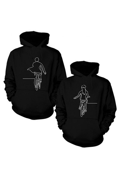 Pisa Art Черен суитшърт с качулка Bicycle Love Lover