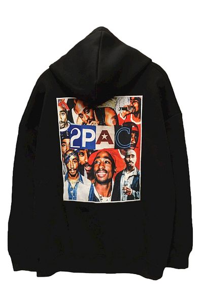Pisa Art Φούτερ με κουκούλα Unisex Oversize Hip Hop Tupac πίσω