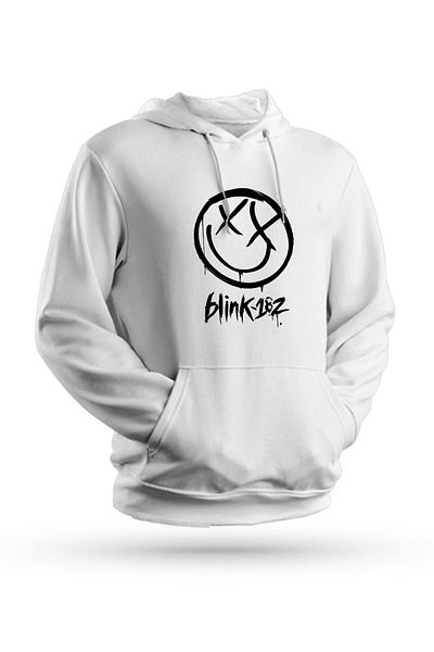 Pisa Art Φούτερ Blink 182 με στάμπα λευκό Unisex με κουκούλα